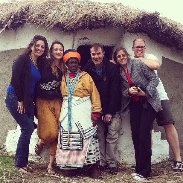 The bloggers hanging out with Mama Tofu, at 93, the country's oldest tour guide (photo courtesy of @SimLewis).